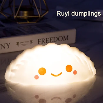 

Dumplings Led Small Night Light Bedroom Household Nightstand Imitation Silicone Light Lamp Creative Birthday Gift
