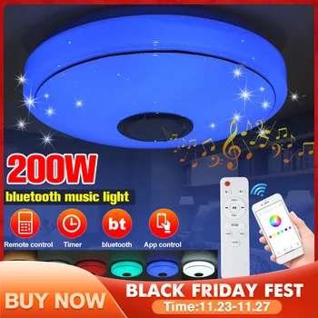 

200W 220V 110V LED Ceiling Lights Bluetooth Music Light Indoor Lighting Lamps Smart Phones APP Control Infrared Remote Control