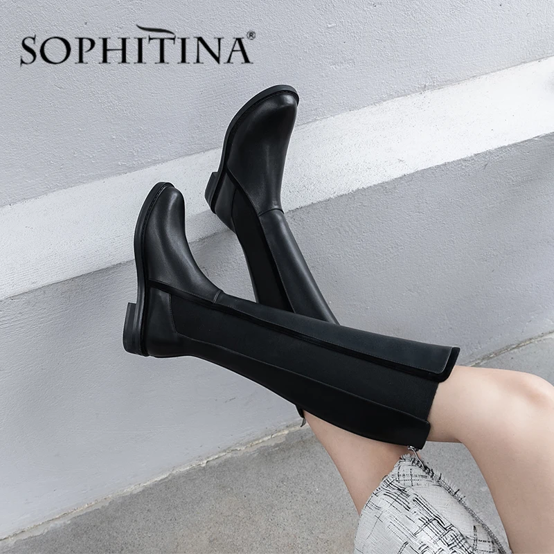 SOPHITINA/эластичные женские ботинки из высококачественной натуральной кожи; удобная обувь ручной работы с круглым носком; новые элегантные ботинки; PO366