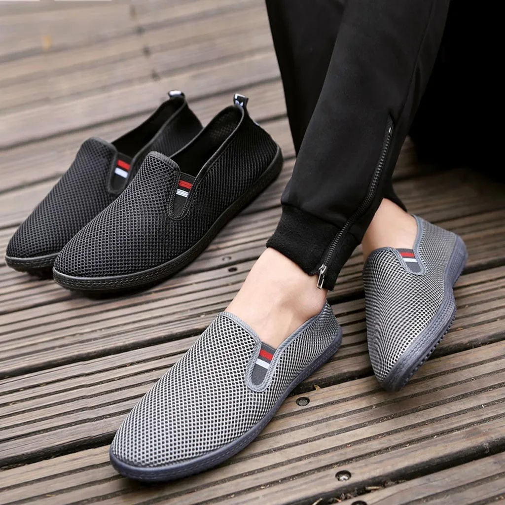 

Men shoes casual loafers spring autumn style flats Fashion Men Mesh Casual Slip-On Breathable Driving Boat Shoes Mesh Footwear
