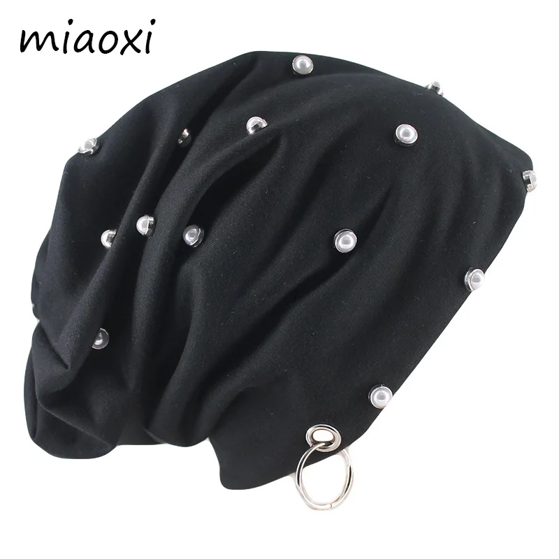 Шапка-бини miaoxi Мужская/женская с бусинами и жемчугом модная повседневная теплая