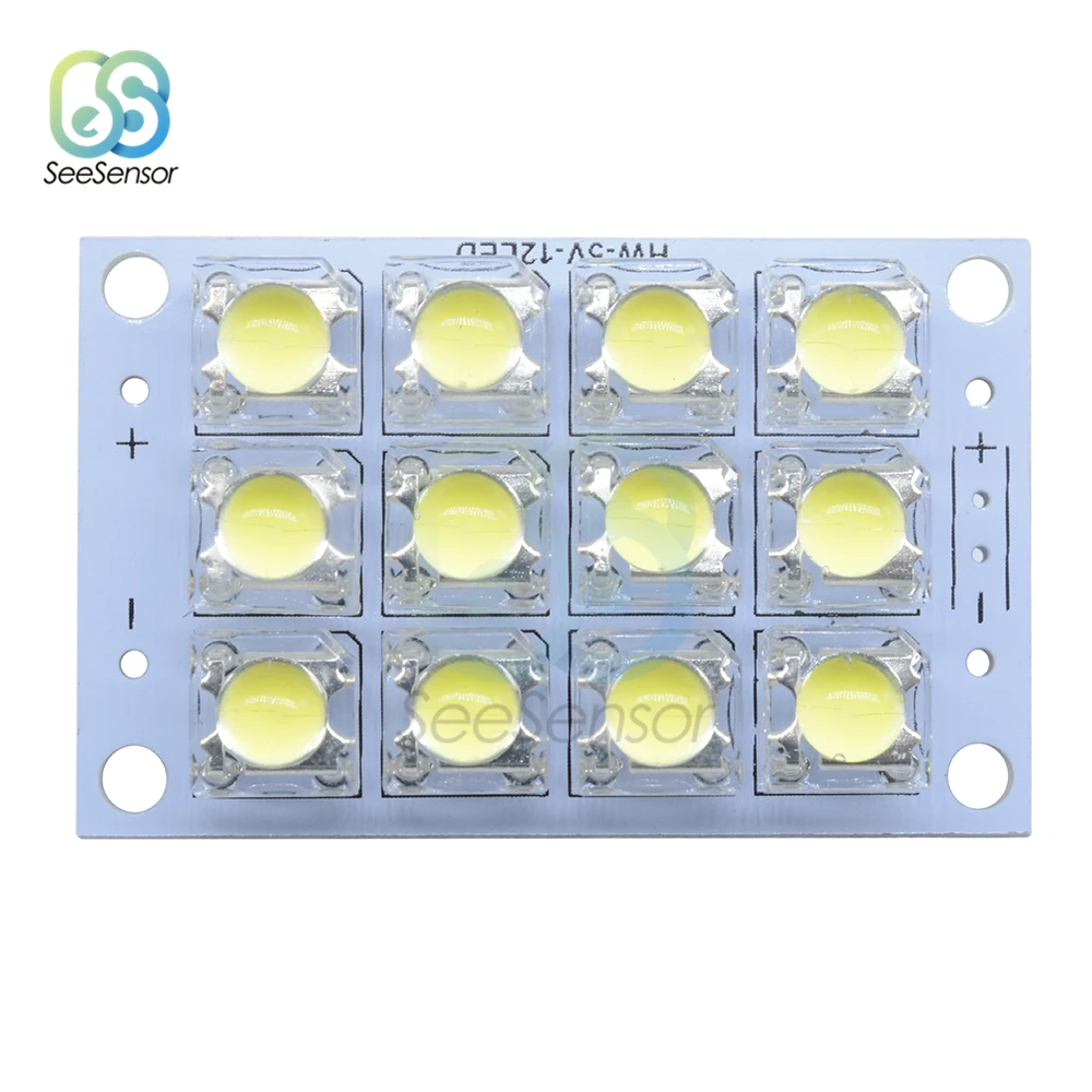

DC 3V-5V 12 LED Super Bright White LED Piranha Board Night LED Lights Lamp Module High Brightness