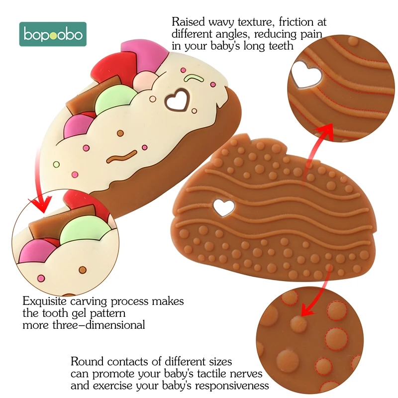 Bopobo 1 шт. Детские Прорезыватели силиконовые гамбургер жевательные BPA бесплатно грызунок крошечный стержень пищевой силиконовый Прорезыватель детские товары