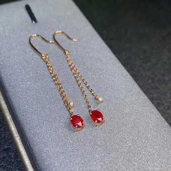 shilovem 18k rose gold real Natural ruby Gemstone drop earrings plant women fine new Christmas Gift 4*5mm  de0405881h 4