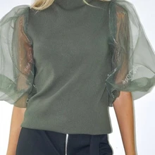 GREYMODA Топ MUJER PUNTO MANGA органза серый Moda