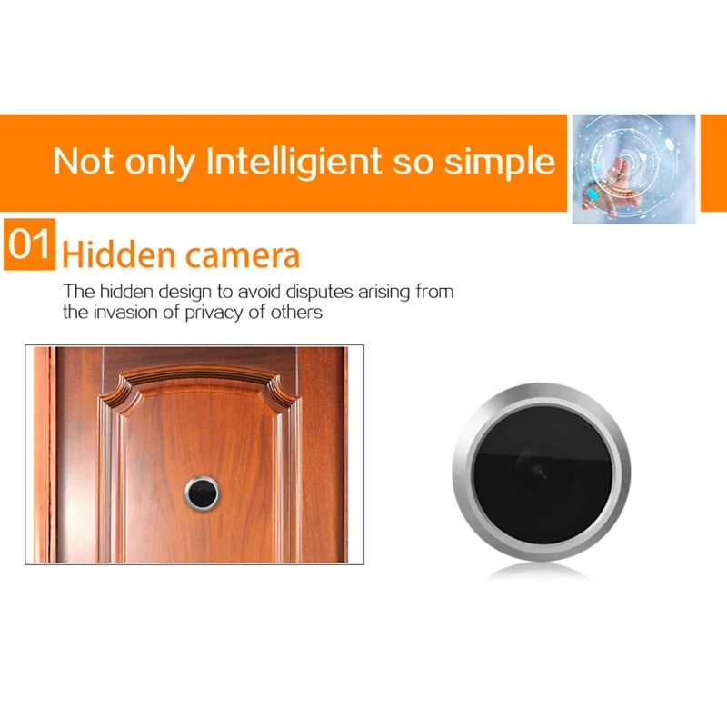 Danmini Brand Doorbell New 2.0MP HD Digital Peephole Viewer 4.3 inch TFT Screen Door Peephole Viewer IR Camera 145 Degree Wide A