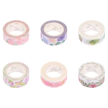 

6pcs Fresh Flower DIY Scrapbook Sticker Diary Paper Tapes DIY Craft Beautiful Printed Paper Tape for Book Daily (Mixed Style)