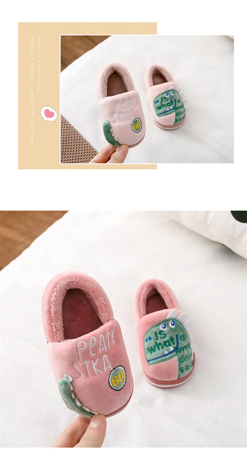 BalleenShiny/Носки для новорожденных; носки для малышей с рисунком динозавра из мультфильма; обувь для новорожденных с нескользящей подошвой; теплые зимние мягкие носки-тапочки для малышей
