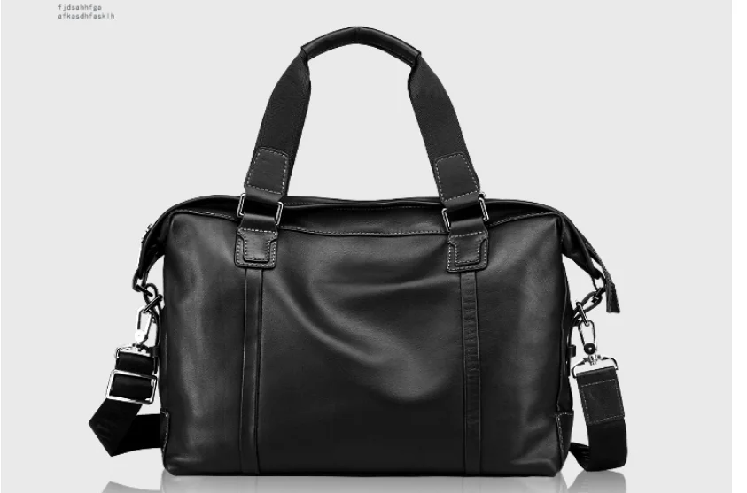 Black Business Briefcase Genuine Leather Casual Shoulder Bag Men Classic Fashion Zipper Handbag Cowhide Sacoche Homme DF101