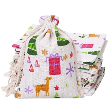 

24Pcs Drawstring Gift Bags Burlap,Gift Pouch Candy Bag for Birthday Christmas Party Favor Supplies 10X14cm
