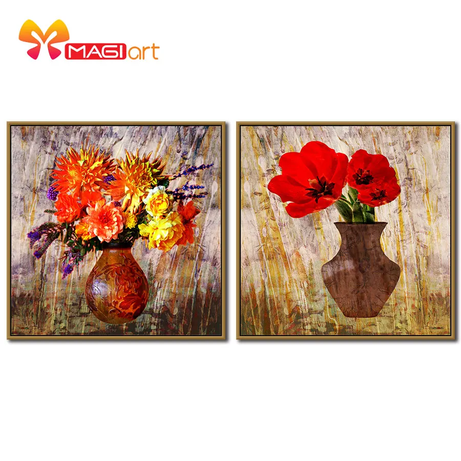 

Cross stitch kits Embroidery needlework sets 11CT water soluble canvas patterns 14CT Flower painting flowers in a vase-NCMF048