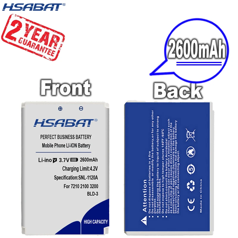 Новое поступление [HSABAT] 2600mAh BLD-3 Сменный аккумулятор для Nokia 7210 2100 3300 6220 6610 I6260 6200 6610i