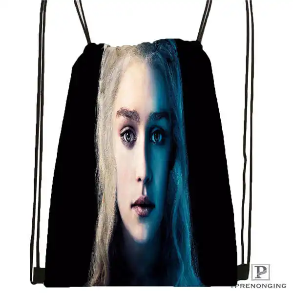 Индивидуальная Игра престолов khaleesi походная сумка на шнурке милый рюкзак для детей(черная спинка) 31x40 см#2018611-217