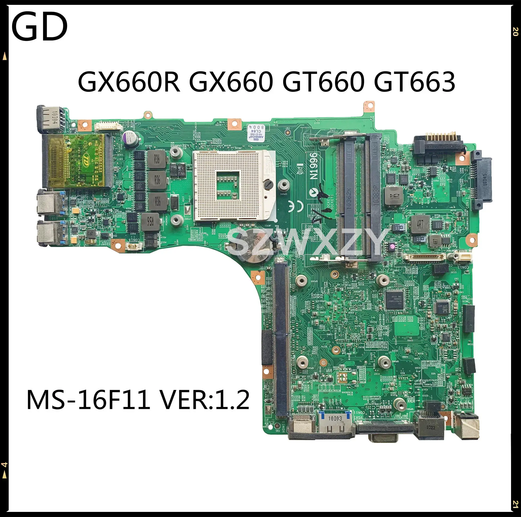 GD Original For MSI GX660R GX660 GT660 GT663 Laptop Motherboard MS-16F11 VER:1.2 HM55 DDR3 Full Tested Fast Shipping | Компьютеры и