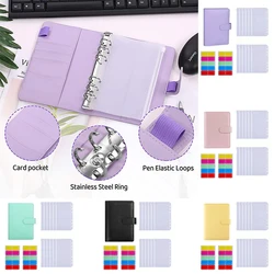 Classeur A6 en cuir PU à clipser, couleur Macaron, feuille ample, couverture pour carnet de notes, Journal, papeterie Kawaii 
