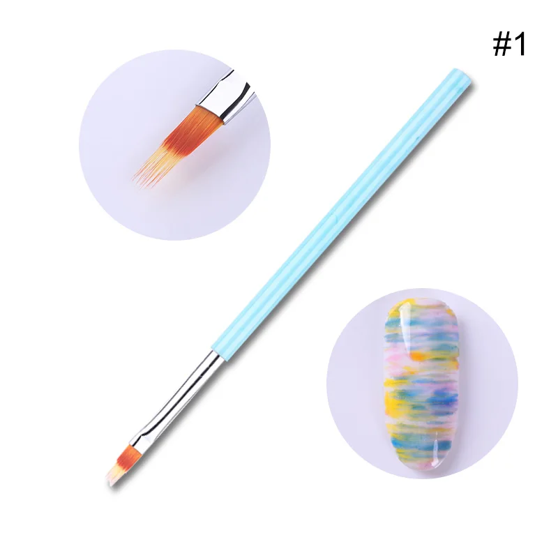 1 шт. кисть для дизайна ногтей ручка-лайнер для рисования мраморные цветы для ручек резьба по дереву кисти для УФ-геля лайнер для ногтей DIY инструмент для дизайна ногтей - Цвет: green 01