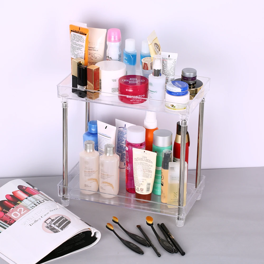  Multi-functional Rack 2-Tier Cosmetic Organizer Tray Cosmetic Storage Shelf Caddy Stand for Bathroo - 4000325872822