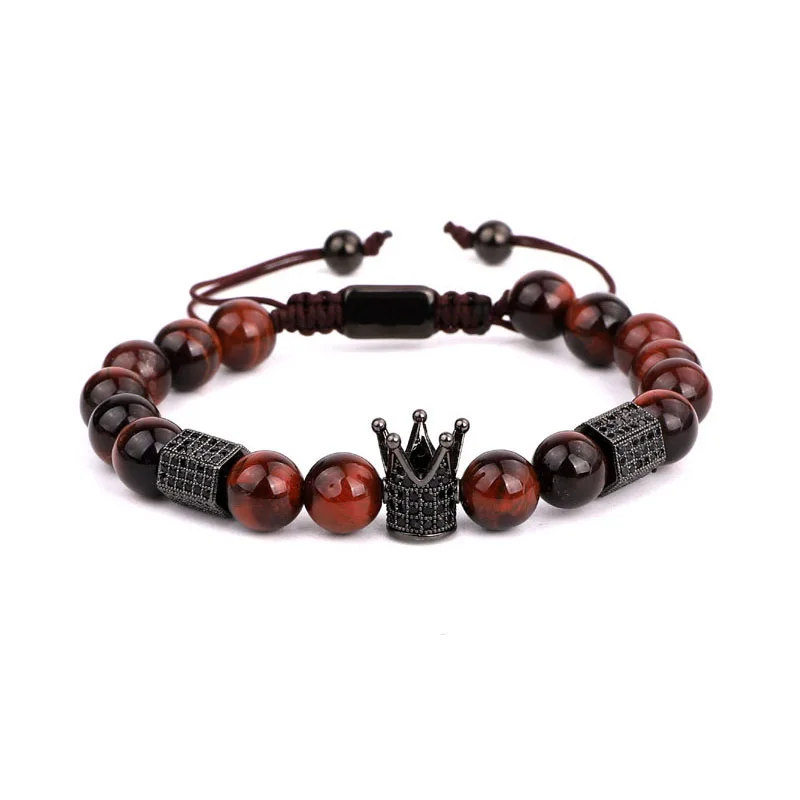 Drop Shipping Natural Stone Beads CZ Crown Tube Handcraft Beads Macrame Friendship Bracelet Men - Image 3