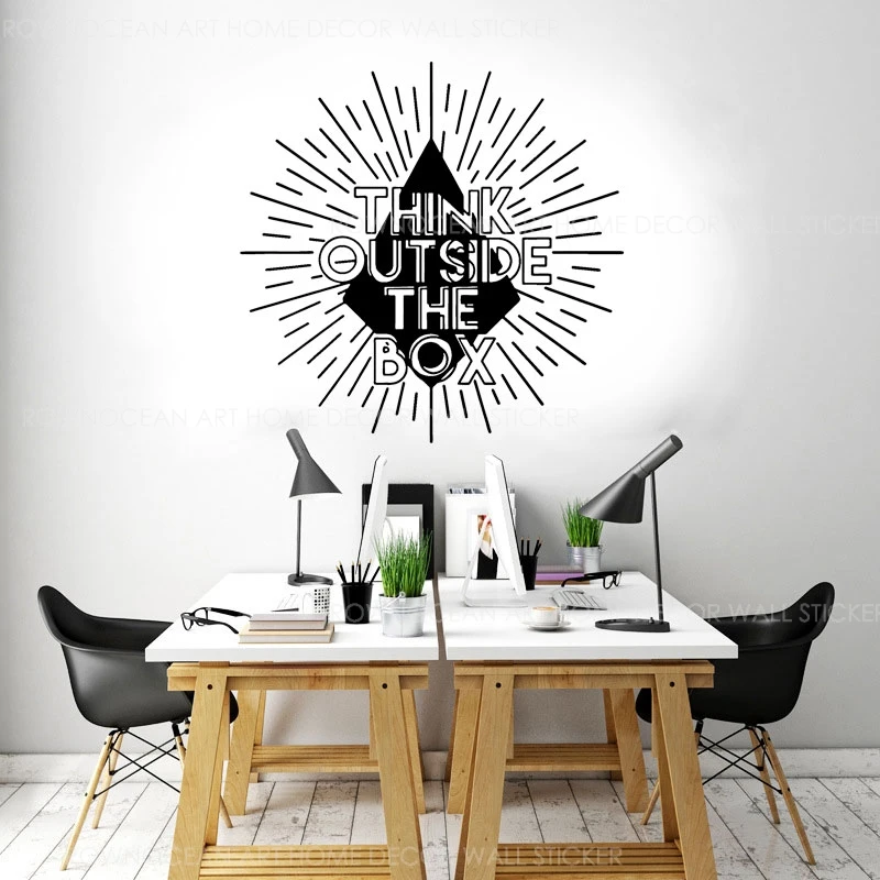 Vinyl Wall Decal Motivation Phrase Think Outside Box Brain Stickers g1681 