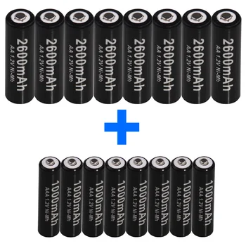 

AA battery rechargeable AAA batteries nimh 2600MAH 2A 1.2V 1000MAH 3A & AA / AAA charger 8 slots USB fast charge yeckpowo new
