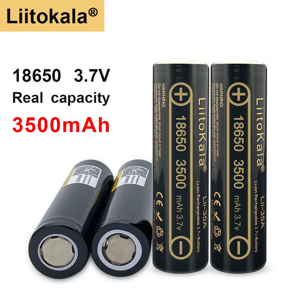 100% реальная емкость 2 шт. Liitokala Lii-35A 3 7 в 18650 батарея 3500 мАч перезаряжаемые батареи