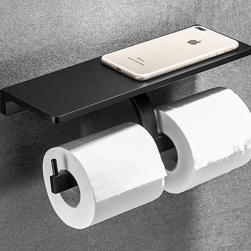 

Mobile phone rack in bathroom Toilet paper holder Two way toilet paper holder, large capacity storage desk Bathroom pendant