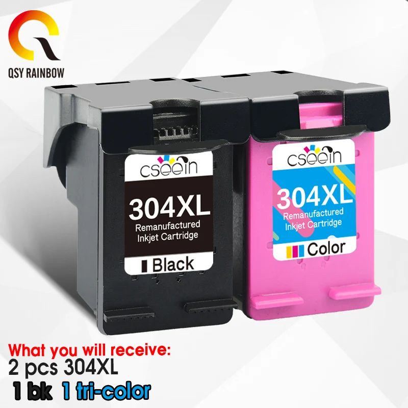 Qsyrainbow cartucho de tinta 304xl nova versão substituição para hp 304 hp 304 xl deskjet envy 2620 2630 5020 5032 3720 impressora