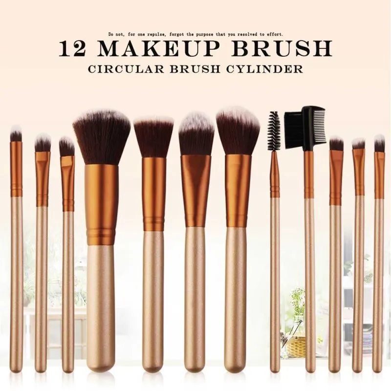Professional 12Pcs Makeup Brushes Kit Studio Holder Tube Convenient Portable Leather Cup Natural Hair Synthetic