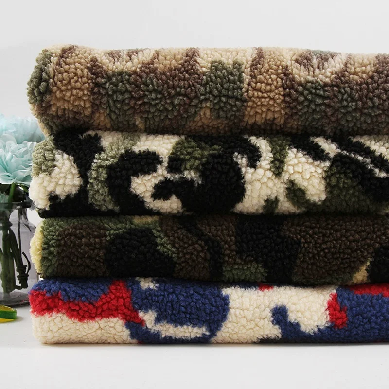 Камуфляжная берберская флисовая клетчатая жаккардовая ткань из овечьей кожи, модная детская одежда, свитер, повседневная одежда, ткани 550gsm