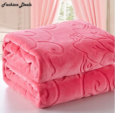 King size, 200x230 см, одноцветное, с Цветочным Тиснением, жаккардовое одеяло, толстое, теплое, высокое качество, Коралловое Флисовое одеяло на кровать, плед