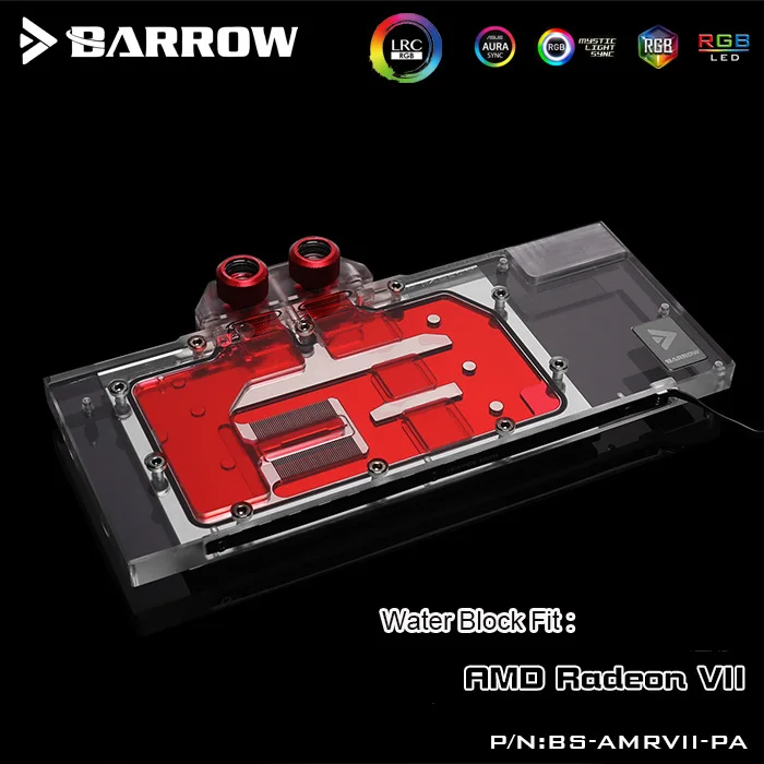 Barrow gpu block for AMD Radeon VII, GPU water-cooled heatsink for AMD Radeon VII card, 5v 3-pin optical connector BS-AMRVII-PA