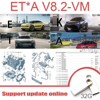 Software diagnostico per auto ET*A 8.2, aggiornamento USB online, supporto per auto 2020 per V W+AU DI+SE AT+SKO DA