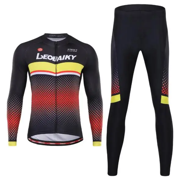 LEOBAIKY Pro Набор велосипедных Джерси для мужчин, велосипедная одежда Roupa Maillo ciclismo, комплекты Джерси с длинным рукавом, велосипедная одежда для велоспорта, мужской костюм для верховой езды - Цвет: Цвет: желтый