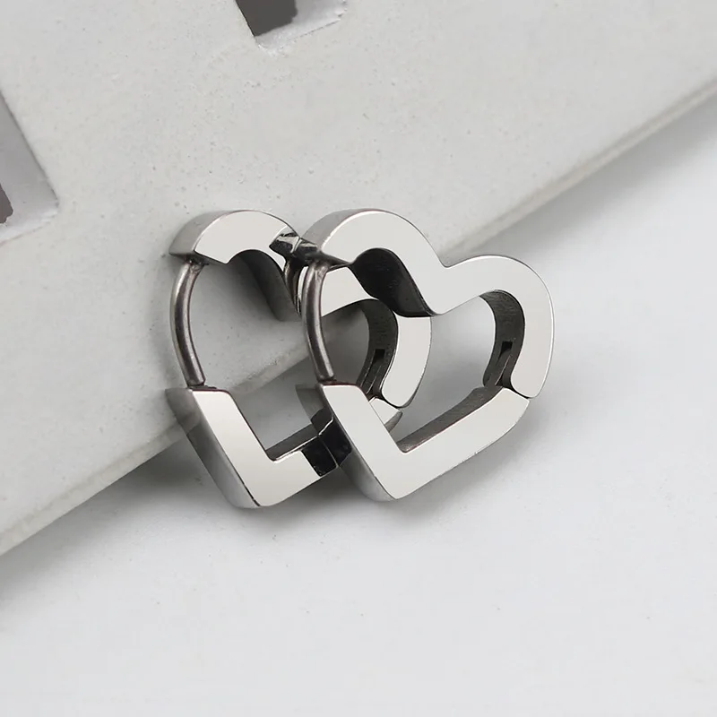 Fashion Personality Geometric Triangle Square Star Heart U Shape Hoop Earrings Men Women Stainless Steel Punk Piercing Jewelry