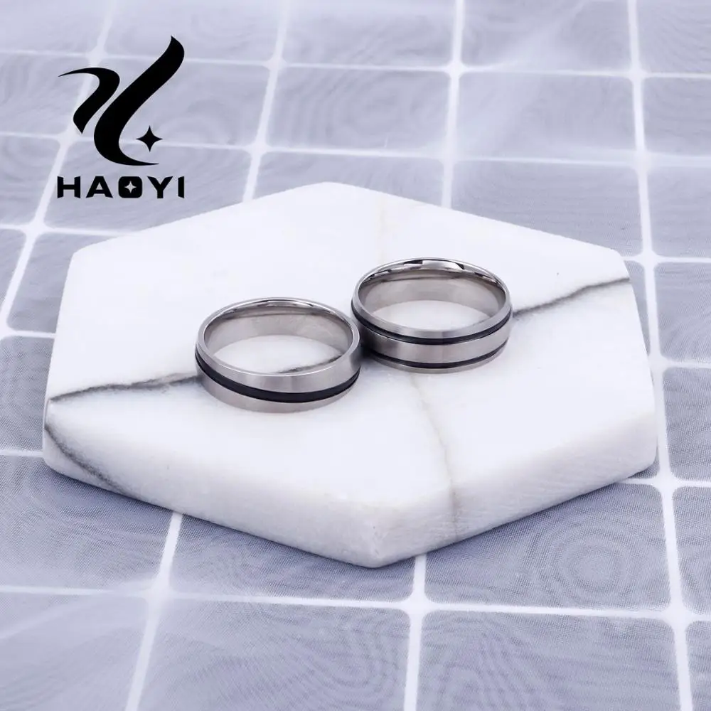 

Stainless Steel Silver Rotating Black lines Ring Simple Style Personality Men's Jewelry