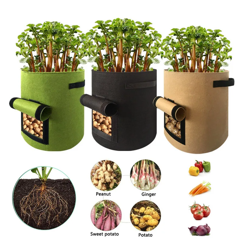 6 Size Round Shape Vegetable Plants Grow Bag For Home Garden Cultivation Pot Fabric  Fruit   Growing Bags Planter