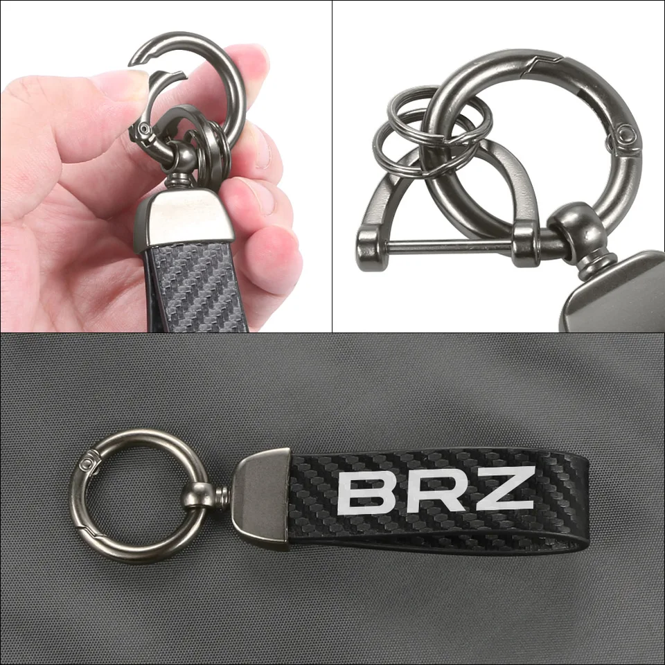 Portachiavi In Pelle Per Subaru Forester STI E Outback - Custodia Protettiva Con Moschettone, Marrone, Vera Pelle