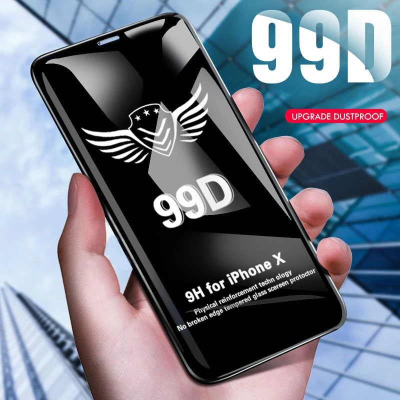 99D Защитное стекло для iPhone X XR XS MAX полное покрытие 7 8 6 6s экрана на изогнутые края |