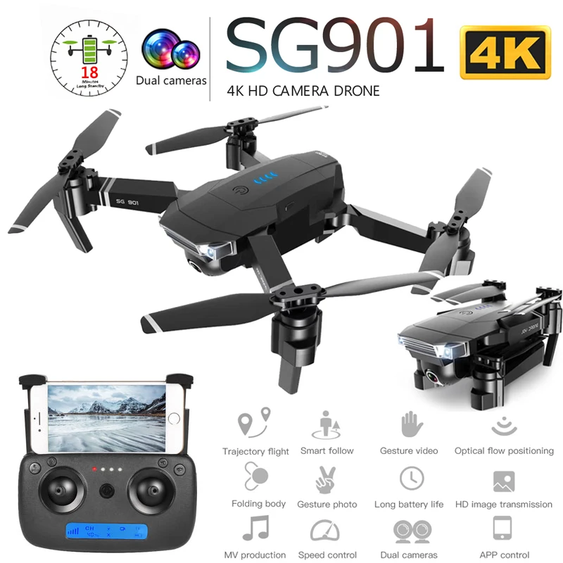 SG901 Профессиональный складной Дрон с двойной камерой 1080P 4K WiFi FPV широкоугольный оптический поток RC Квадрокоптер Вертолет игрушка E520S