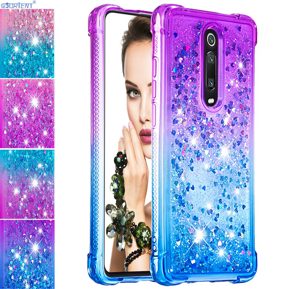 Чехол бампер для Xiaomi Mi 9 T Pro Xaomi Redmi 7A милый Блестящий жидкий силиконовый чехол Xiomi