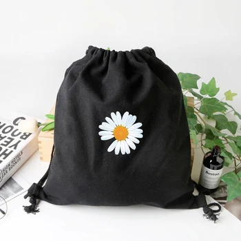 

Daisy Printing Drawstring Backpack Environmental Protection Canvas Bag Fans Collection
