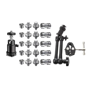 

2Set Parts: 1Set 11 Inch Friction Articulating ic Arm & 1Set Camera Screw, 21 Pcs 1/4 Inch 3/8 Inch Converter Screws
