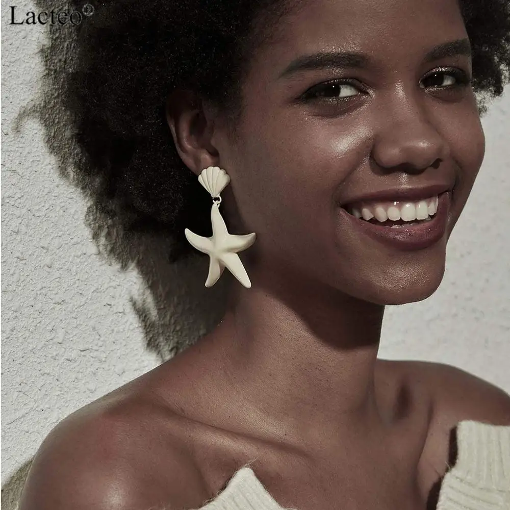 

Lacteo Simple Minimalist Big Sea Star Drop Earrings for Women Statement Yellow Pink Painted Alloy Earrings 2019 Fashion Jewelry