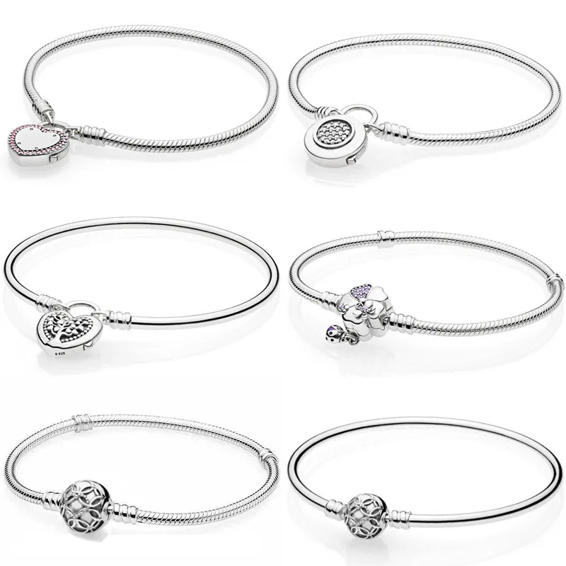 

Wildflower Meadow Floral Signature Padlock Tree of Life Bracelet Fit Europe Snake Chain Bangle 925 Sterling Silver Bead Charm