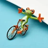 Wuli&baby Enamel Riding Bike Frog Brooches For Women Sports Animal Party Casual Brooch Pins Gifts ► Photo 3/3