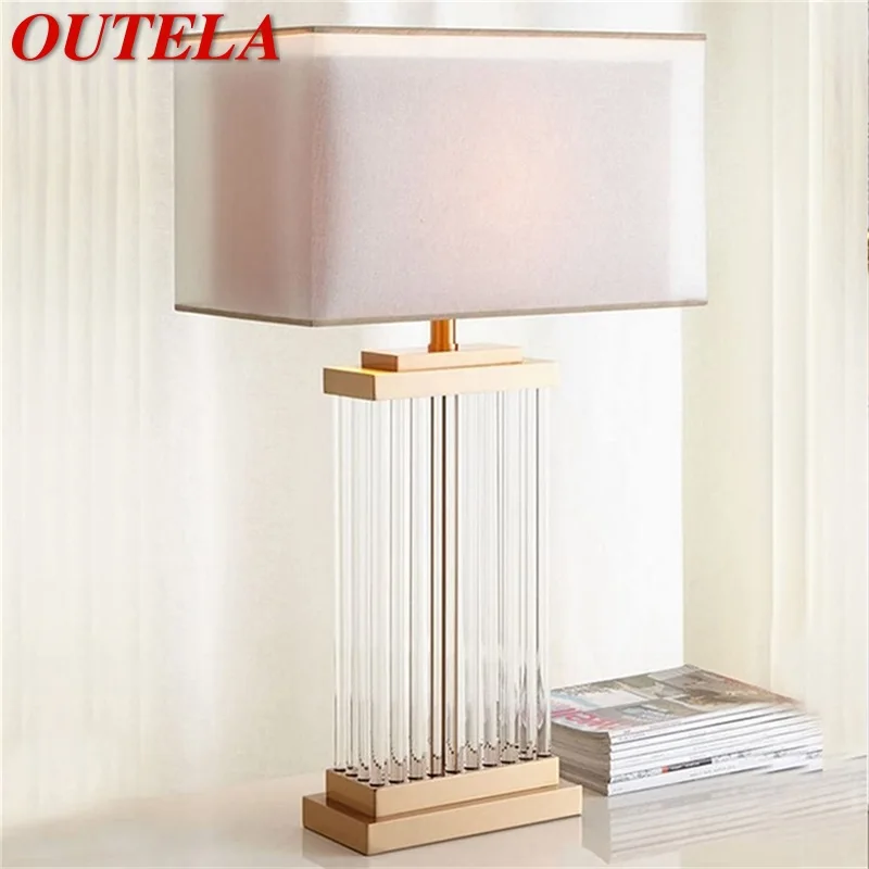 

OUTELA Nordic Table Lamp Modern Creative Rectangle Lampshade LED Desk Light for Home Living Room