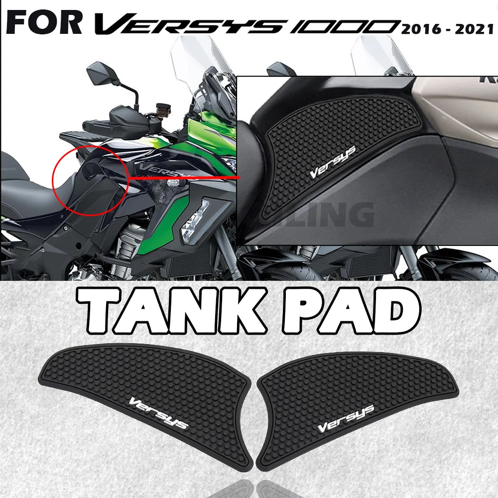 Motorcycle Tank Pad Fits For Kawasaki Versys 1000 2016-2021 2020 2019 2018 2017 Tank Grip Pads Non-slip Fuel Tank Stickers Decal