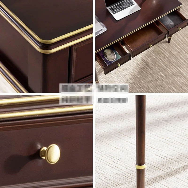 American Solid Wood Small Desk Beech Wood Light Luxury Three-drawing Computer Desk Simple Writing
