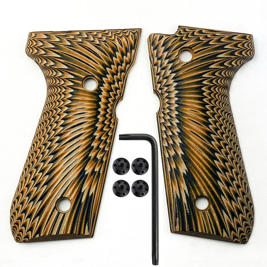 1pair G10 Grips 92fs Grips , 92 Fs, M9, 92a1, 96a1, Full Size Gun Grips with Screws , Sunburst Texture