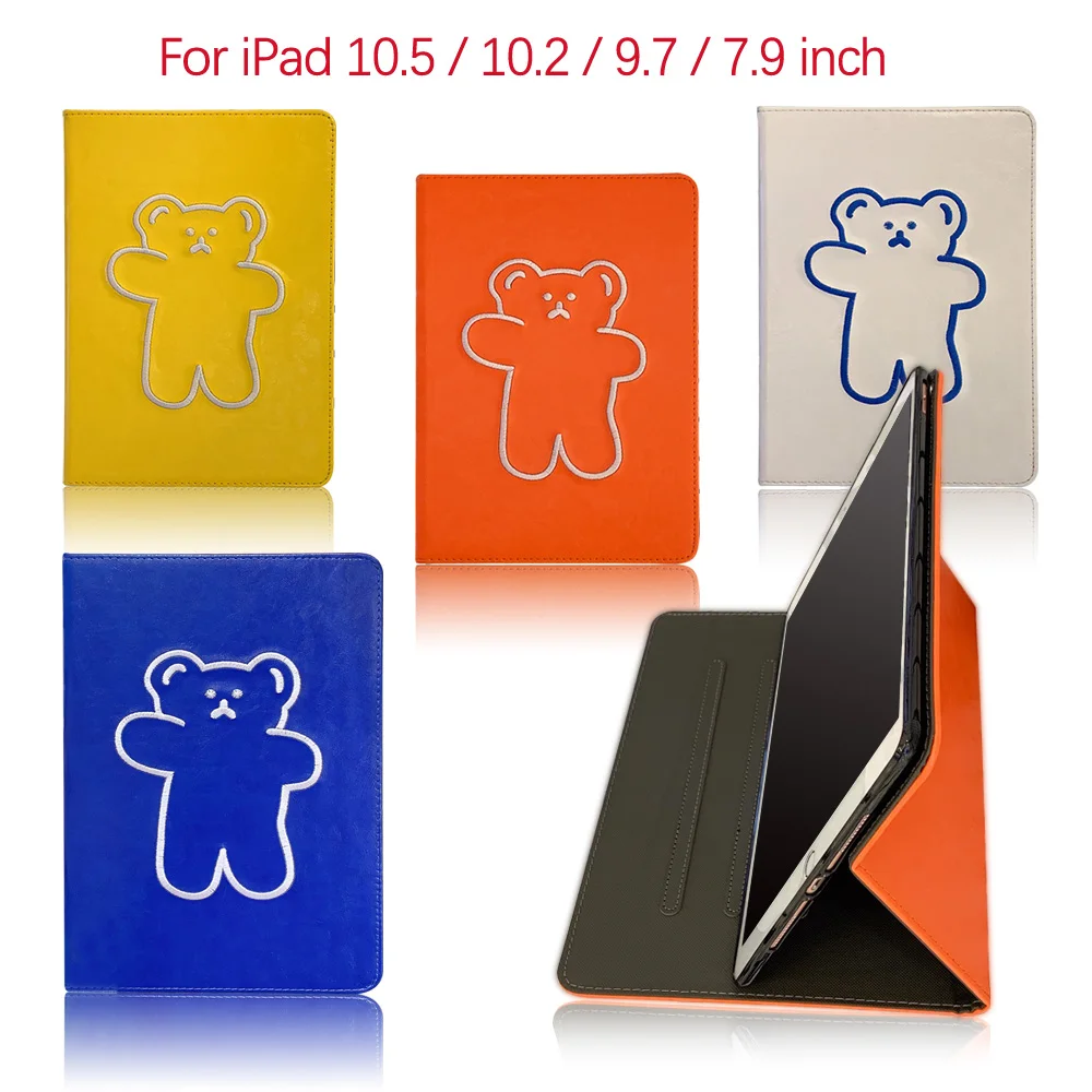 

Leather Cute Cartoon Bear For iPad 7th Generation10.2" Case Multi-Color Cover For iPad Air 2 Case 9.7" iPadmini 5 7.9" Cover